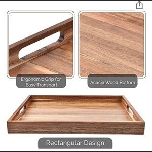 Acacia wood rectangular tray